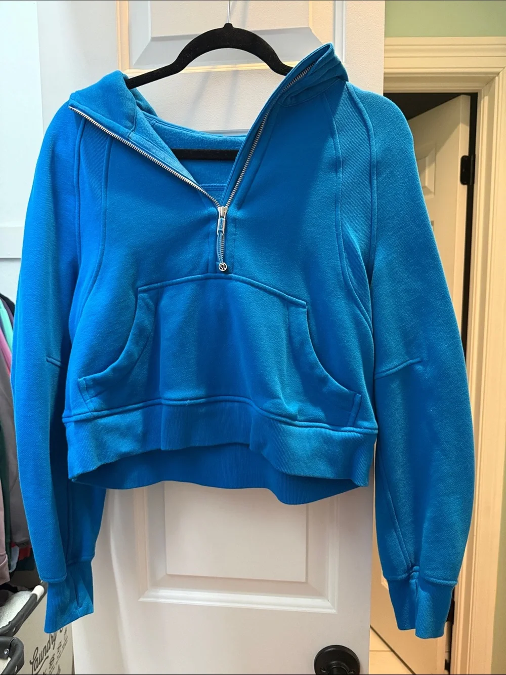 lululemon athletica Bright Blue Cropped Half-Zip Hoodie